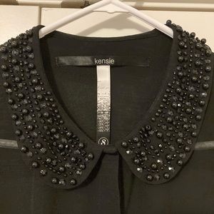 Kensie Sheer Black Long Sleeved Beaded Blouse